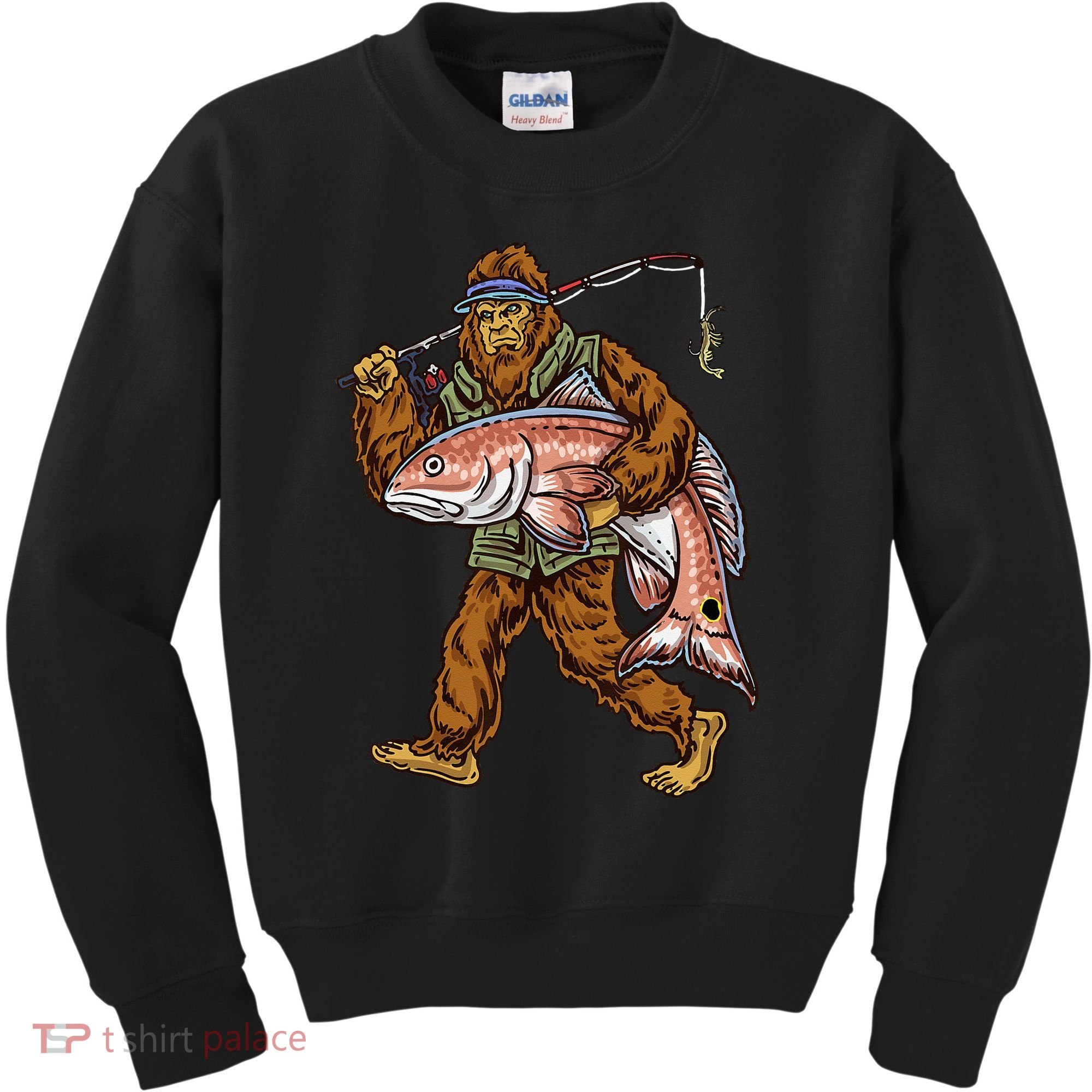 Redfish Fishing Hunting Bigfoot Fisher Kids Sweatshirt