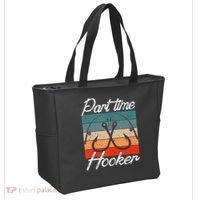 Retro Fishing Hooks Part Time Hooker Funny Fishing Tote Bag thumb 2