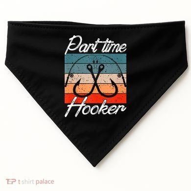 Retro Fishing Hooks Part Time Hooker USA-Made Doggie Bandana