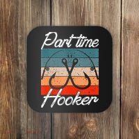 Retro Fishing Hooks Part Time Hooker Coaster thumb 0