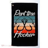 Retro Fishing Hooks Part Time Hooker Golf Towel thumb 0