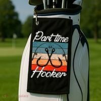 Retro Fishing Hooks Part Time Hooker Golf Towel thumb 2