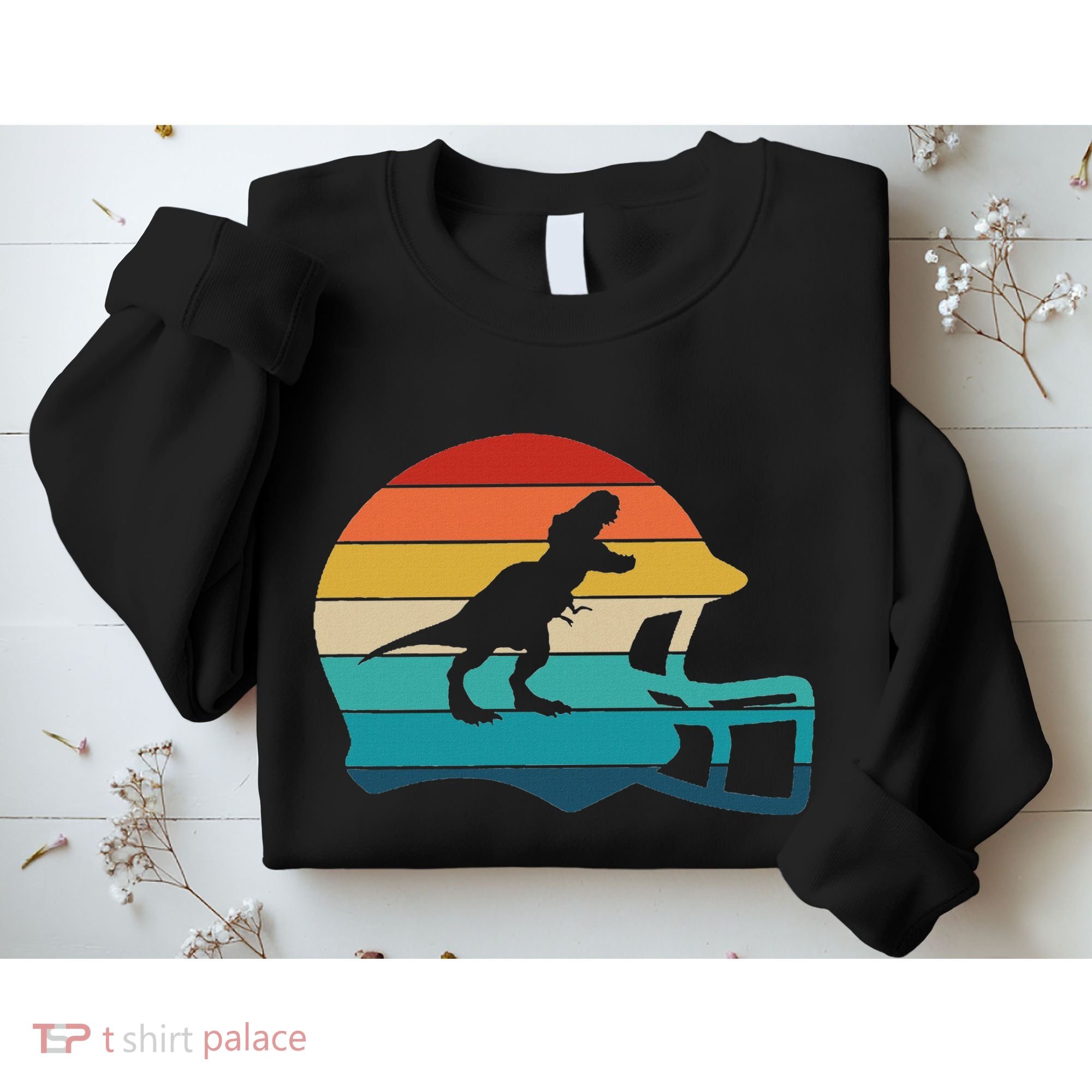 Retro Football Helmet Dinosaur T Rex Jersey Women Sweatshirt