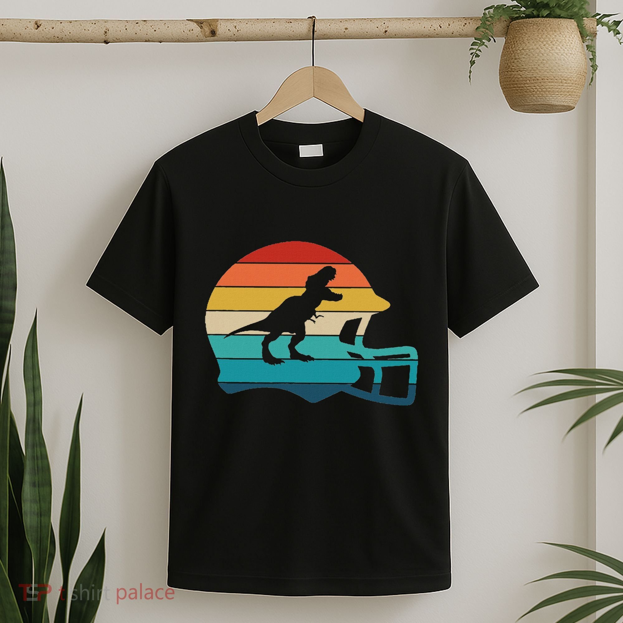 Retro Football Helmet Dinosaur T Rex Jersey Women T-Shirt