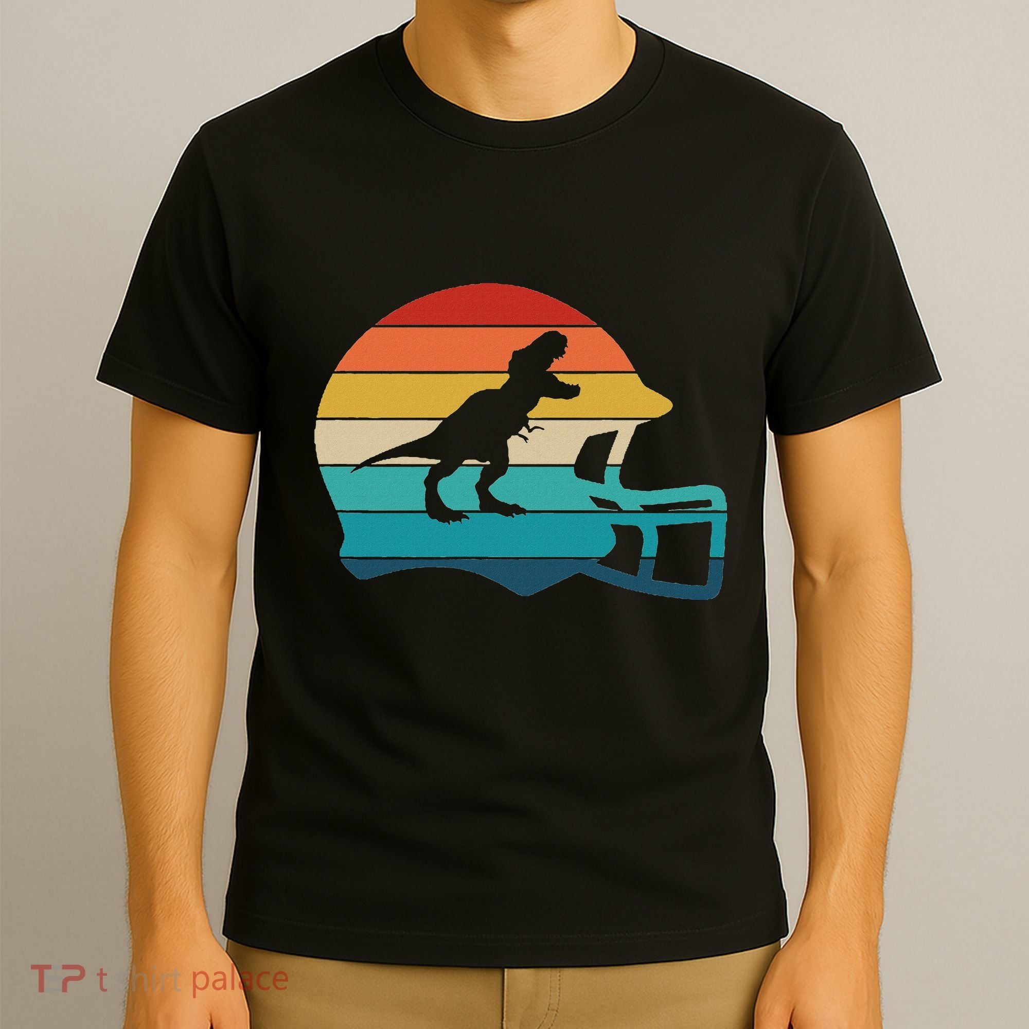 Retro Football Helmet Dinosaur T Rex Jersey Women T-Shirt