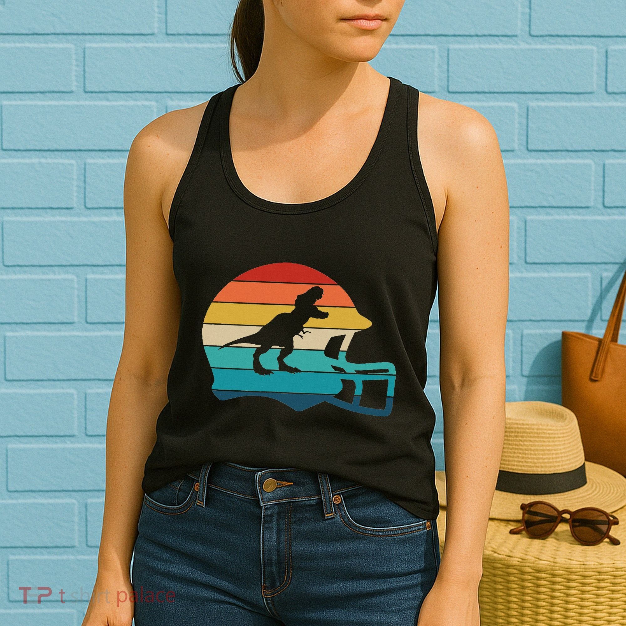 Retro Football Helmet Dinosaur T Rex Jersey Women Women's Tank Top