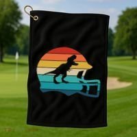 Retro Football Helmet Dinosaur T Rex Jersey Women Golf Towel thumb 1