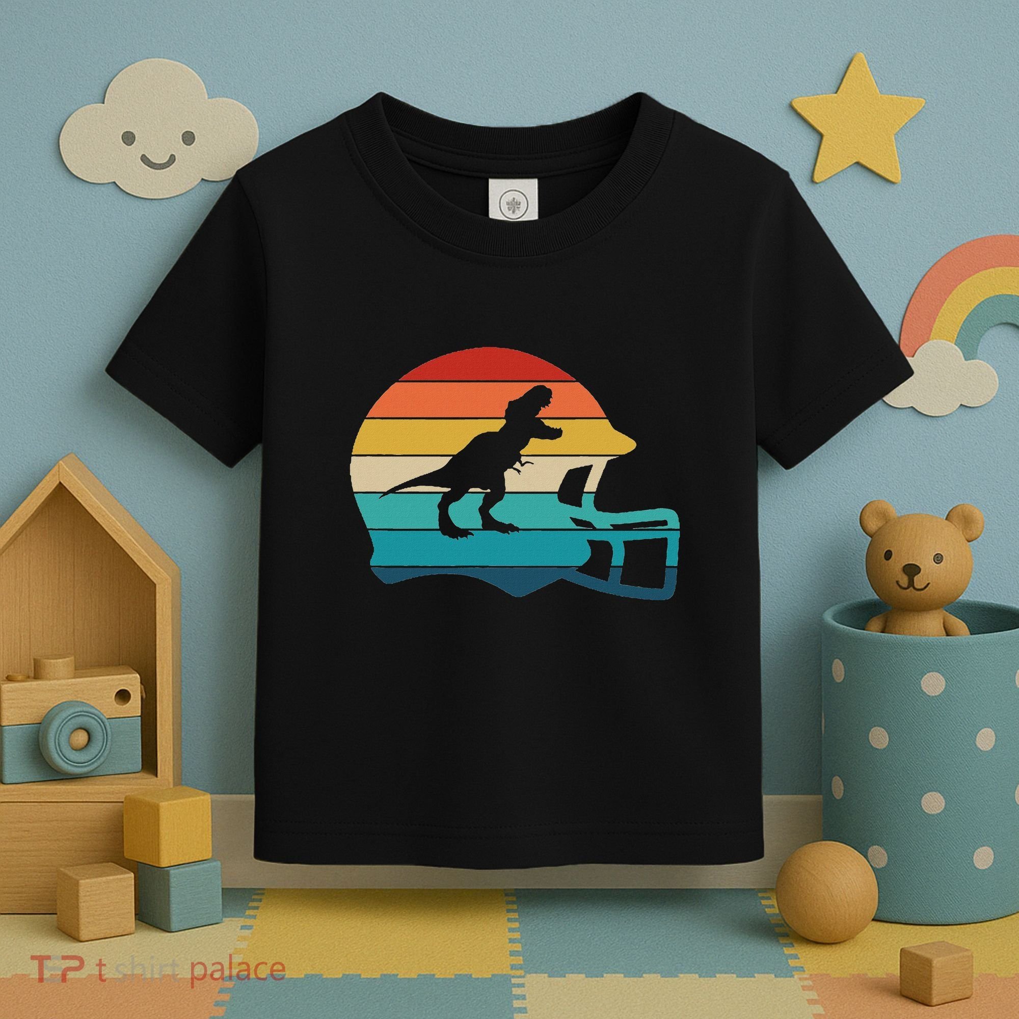 Retro Football Helmet Dinosaur T Rex Jersey Women Toddler T-Shirt