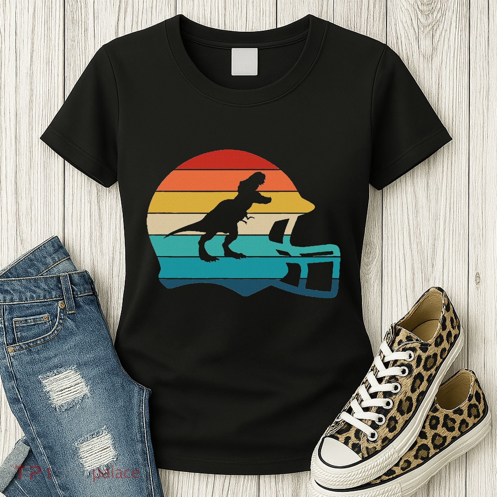 Retro Football Helmet Dinosaur T Rex Jersey Women Women's T-Shirt