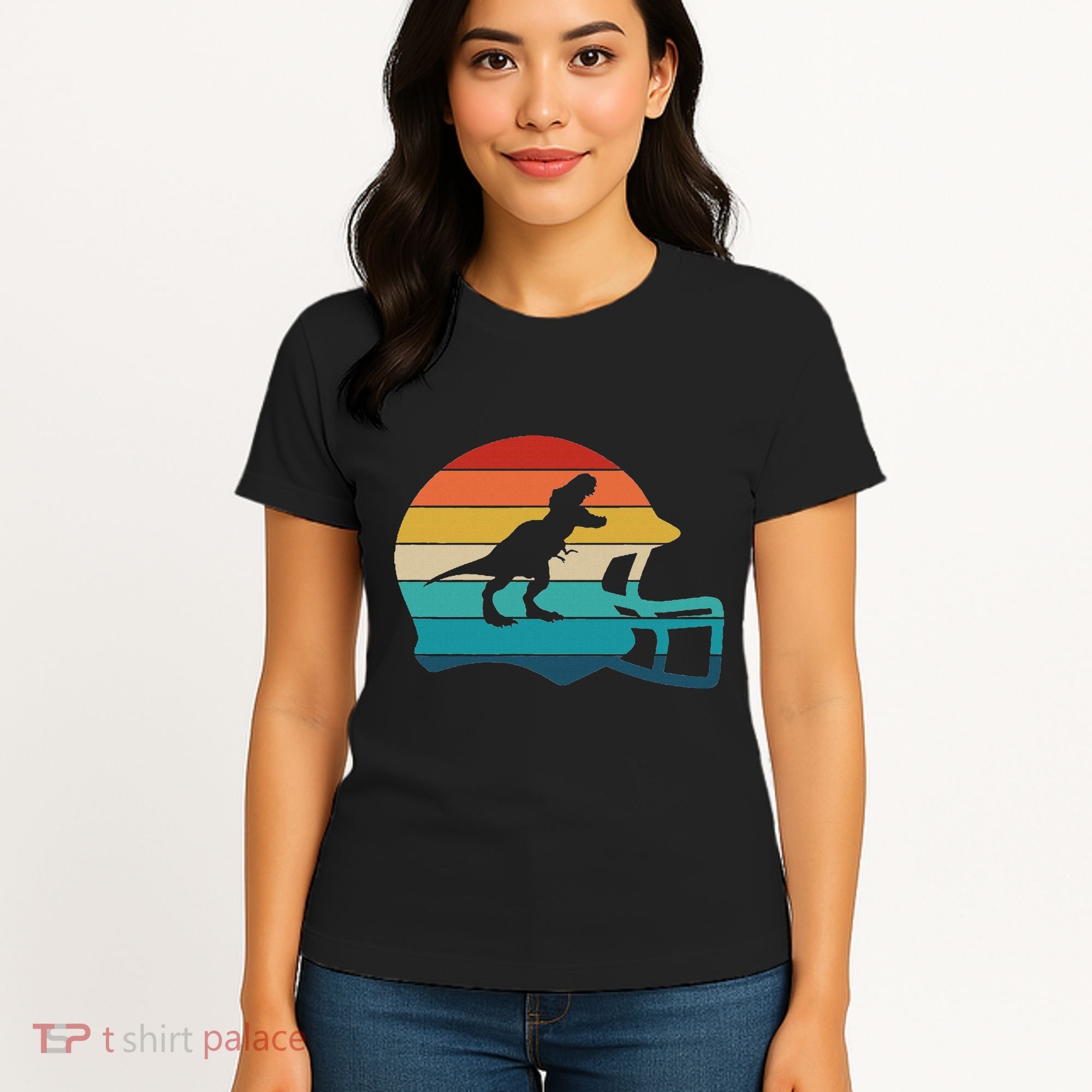 Retro Football Helmet Dinosaur T Rex Jersey Women Women's T-Shirt