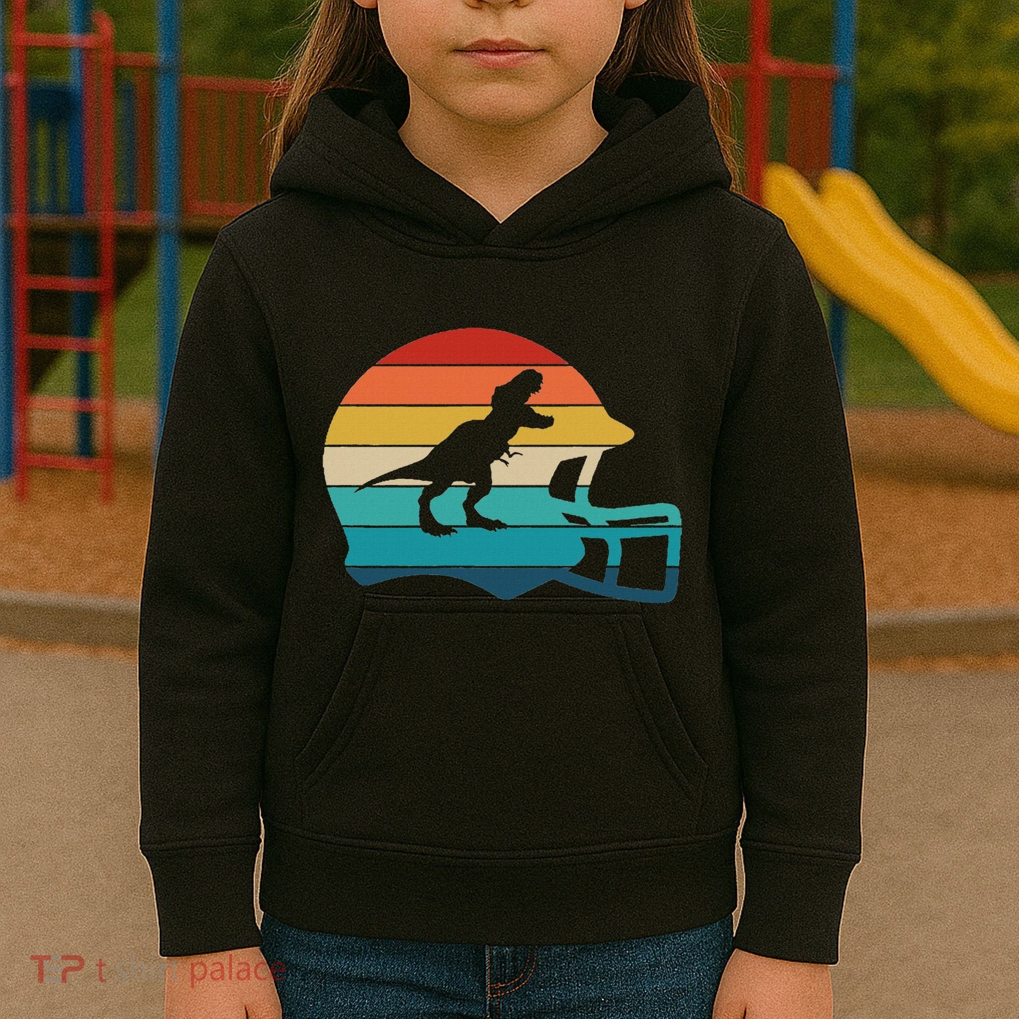 Retro Football Helmet Dinosaur T Rex Jersey Women Kids Hoodie