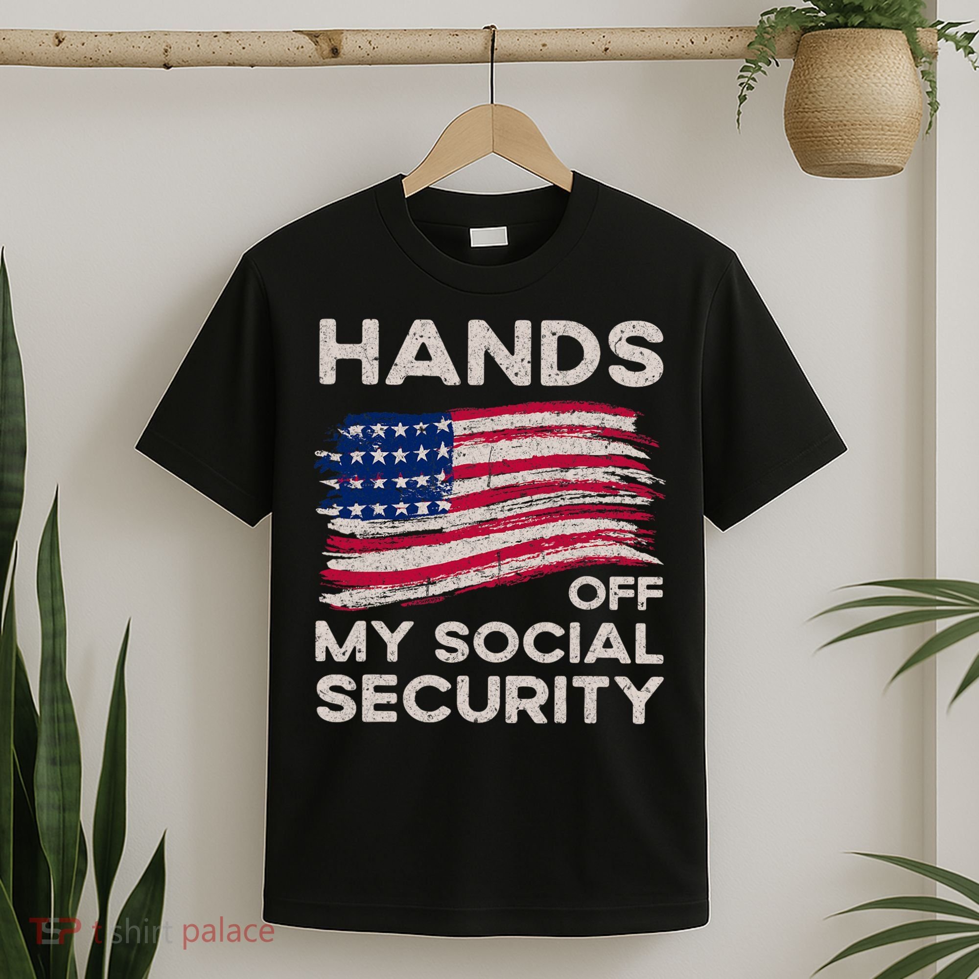 Retro Flag Hands Off My Social Security Protest Vintage T-Shirt