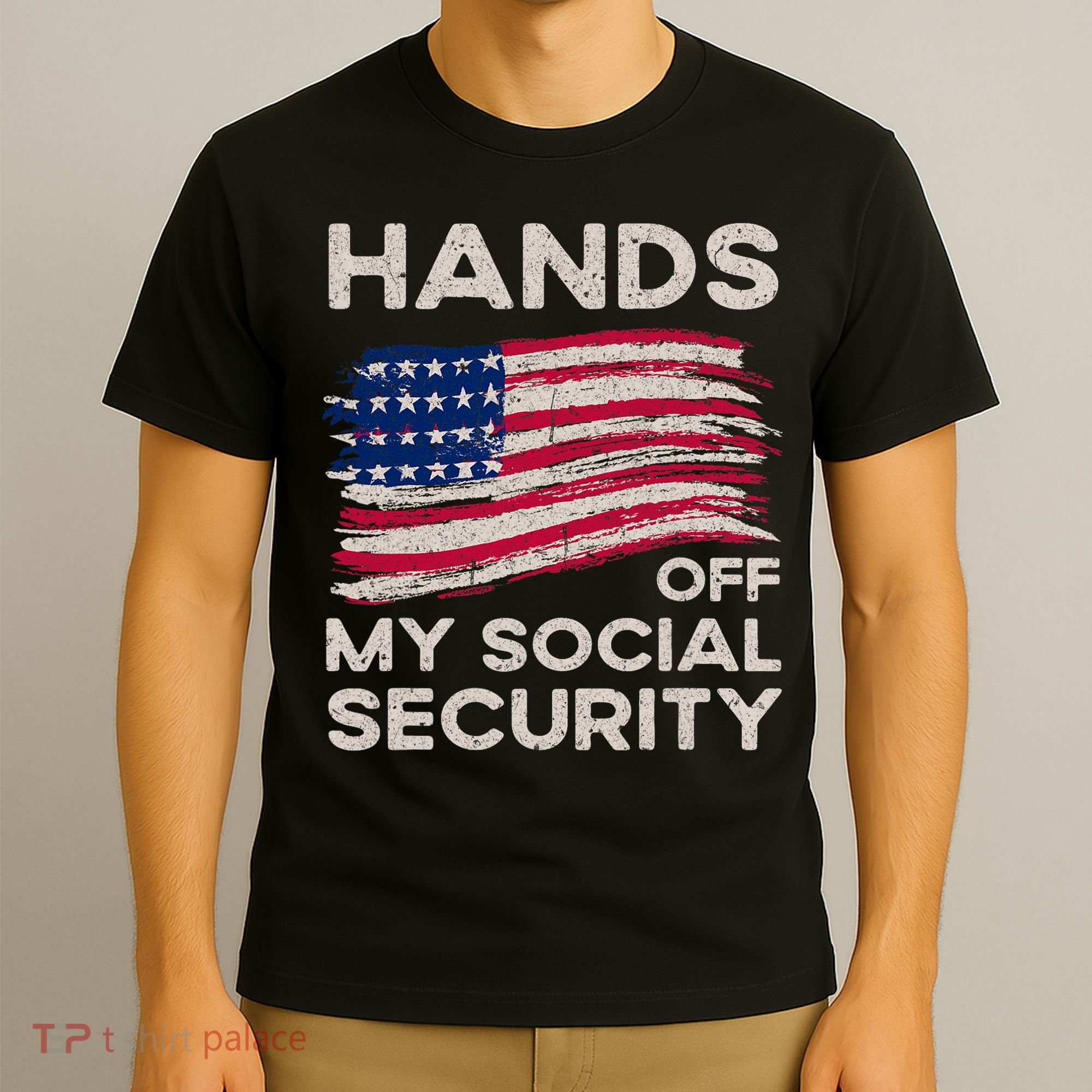 Retro Flag Hands Off My Social Security Protest Vintage T-Shirt