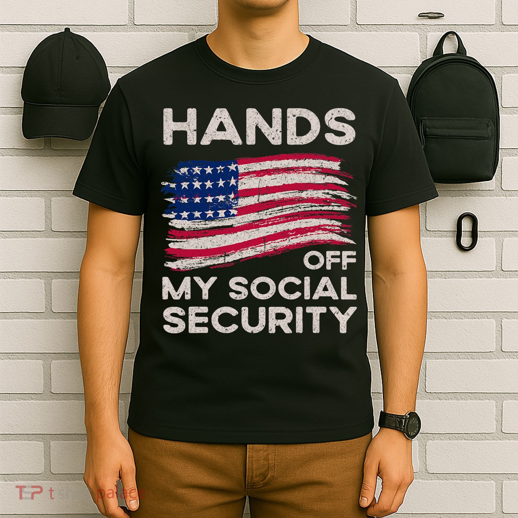 Retro Flag Hands Off My Social Security Protest Vintage T-Shirt