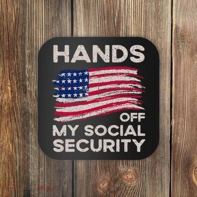 Retro Flag Hands Off My Social Security Protest Vintage Coaster