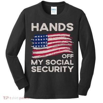 Retro Flag Hands Off My Social Security Protest Vintage Kids Long Sleeve Shirt