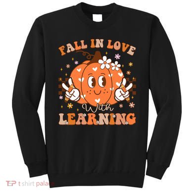 Retro Fall In Love With Learning Autumn Pumpkin Teacher Sweatshirt