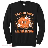 Retro Fall In Love With Learning Autumn Pumpkin Teacher Sweatshirt thumb 0