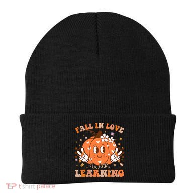 Retro Fall In Love With Learning Autumn Pumpkin Teacher Beanie