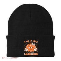Retro Fall In Love With Learning Autumn Pumpkin Teacher Beanie thumb 0