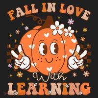 Retro Fall In Love With Learning Autumn Pumpkin Teacher Beanie thumb 2
