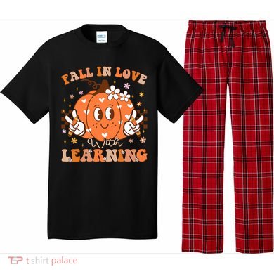 Retro Fall In Love With Learning Autumn Pumpkin Teacher Pajama Set