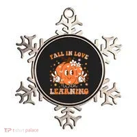 Retro Fall In Love With Learning Autumn Pumpkin Teacher Ornament thumb 0
