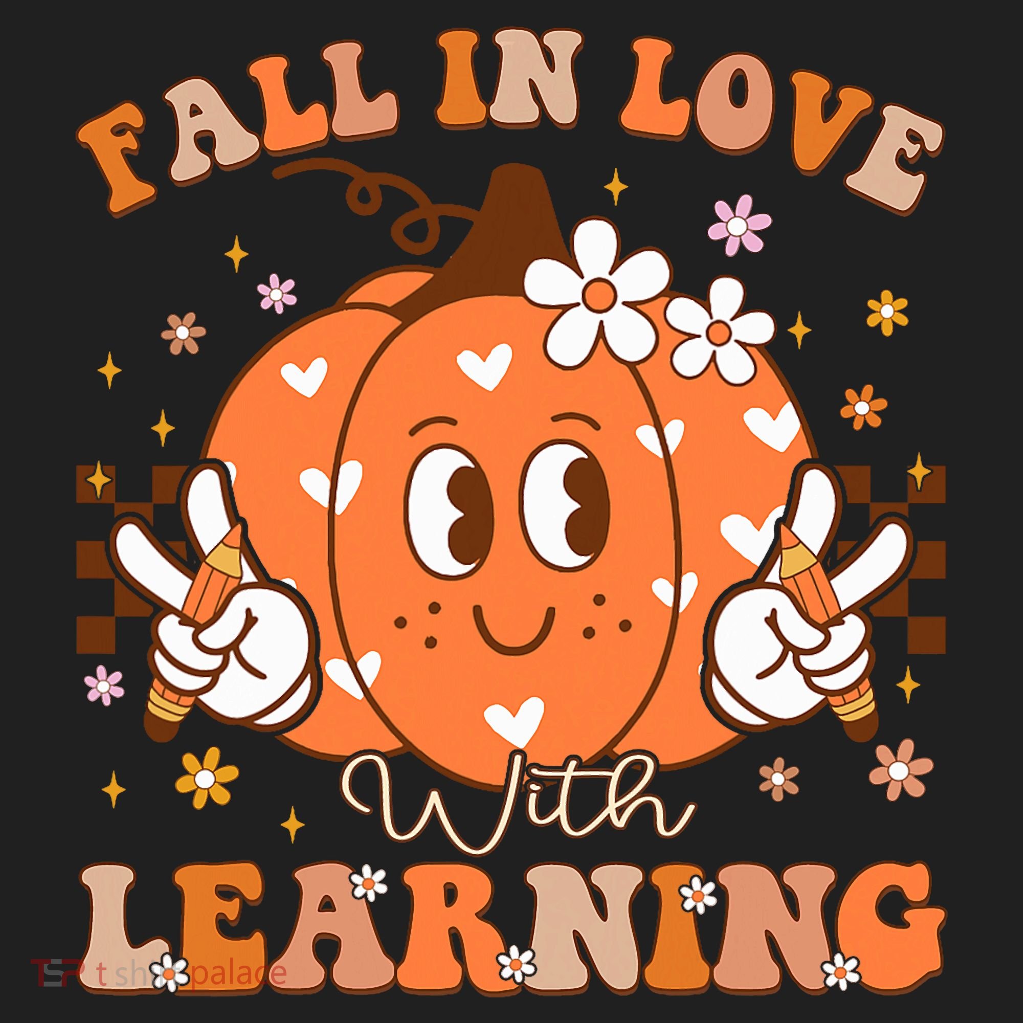 Retro Fall In Love With Learning Autumn Pumpkin Teacher Hat