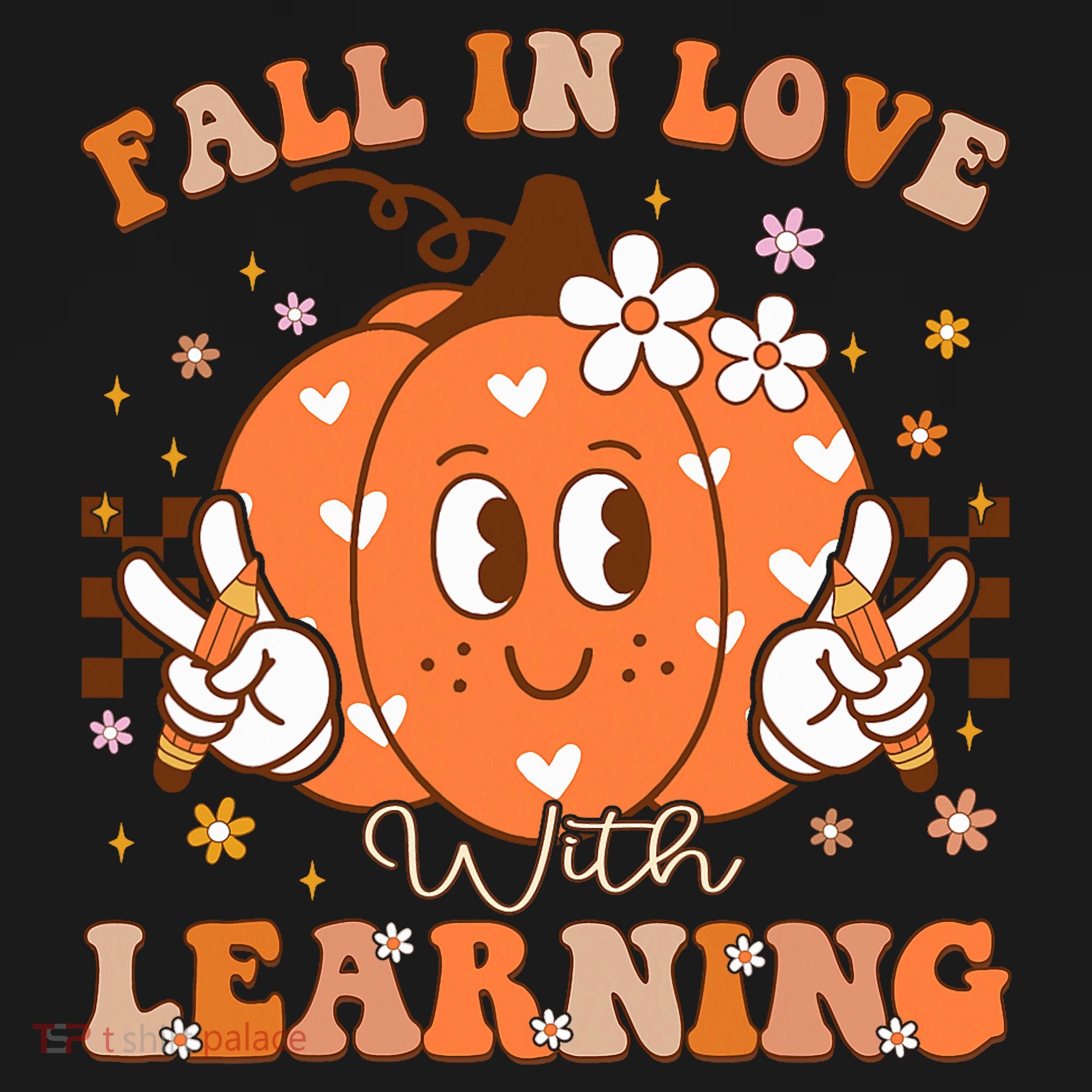 Retro Fall In Love With Learning Autumn Pumpkin Teacher Tank Top