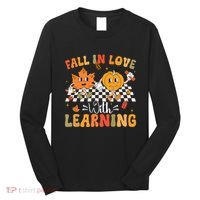 Retro Fall In Love With Learning Autumn Pumpkin Teacher Long Sleeve Shirt thumb 0