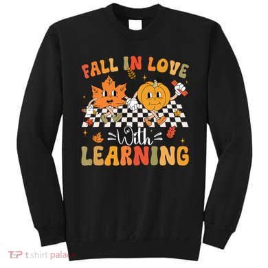 Retro Fall In Love With Learning Autumn Pumpkin Teacher Sweatshirt