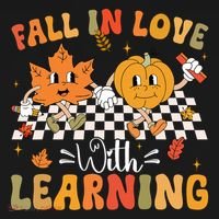 Retro Fall In Love With Learning Autumn Pumpkin Teacher T-Shirt thumb 7
