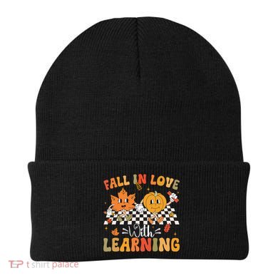 Retro Fall In Love With Learning Autumn Pumpkin Teacher Beanie
