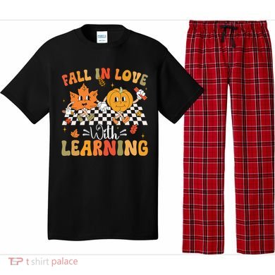 Retro Fall In Love With Learning Autumn Pumpkin Teacher Pajama Set