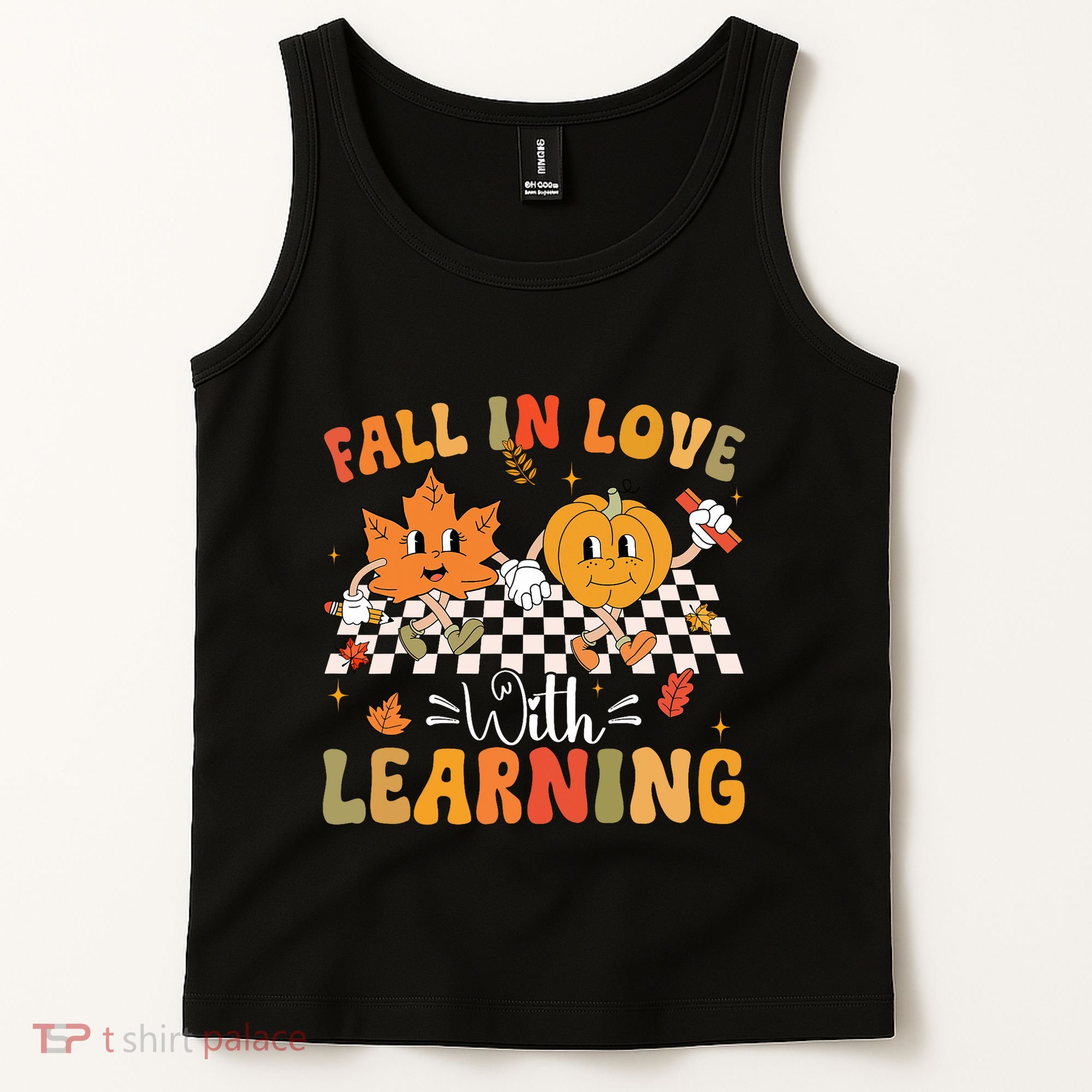 Retro Fall In Love With Learning Autumn Pumpkin Teacher Tank Top