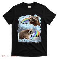 Raccoon Funny I Exist Depression Meme Dark Mental Health T-Shirt thumb 0