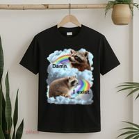 Raccoon Funny I Exist Depression Meme Dark Mental Health T-Shirt thumb 2