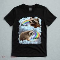 Raccoon Funny I Exist Depression Meme Dark Mental Health T-Shirt thumb 5