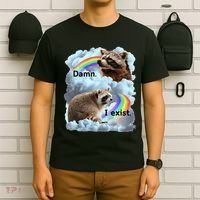 Raccoon Funny I Exist Depression Meme Dark Mental Health T-Shirt thumb 6
