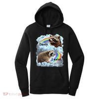 Raccoon Funny I Exist Depression Meme Dark Mental Health Women's Hoodie thumb 0