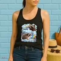 Raccoon Funny I Exist Depression Meme Dark Mental Health Women's Tank Top thumb 2