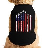 Retro Fighter Jet Airplane Usa Flag 4th Of July Doggie Tank thumb 0
