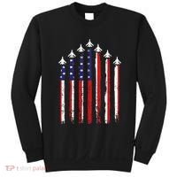 Retro Fighter Jet Airplane Usa Flag 4th Of July Sweatshirt thumb 0