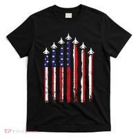Retro Fighter Jet Airplane Usa Flag 4th Of July T-Shirt thumb 0