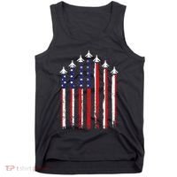Retro Fighter Jet Airplane Usa Flag 4th Of July Tank Top thumb 0