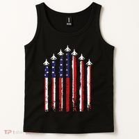 Retro Fighter Jet Airplane Usa Flag 4th Of July Tank Top thumb 2