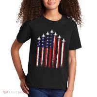 Retro Fighter Jet Airplane Usa Flag 4th Of July Kids T-Shirt thumb 2