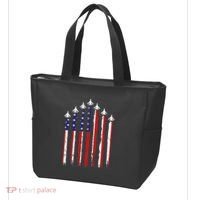 Retro Fighter Jet Airplane Usa Flag 4th Of July Tote Bag thumb 3