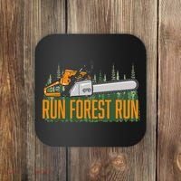 Run Forest Lumberjack Chainsaw & Logger Woodsman Coaster thumb 0