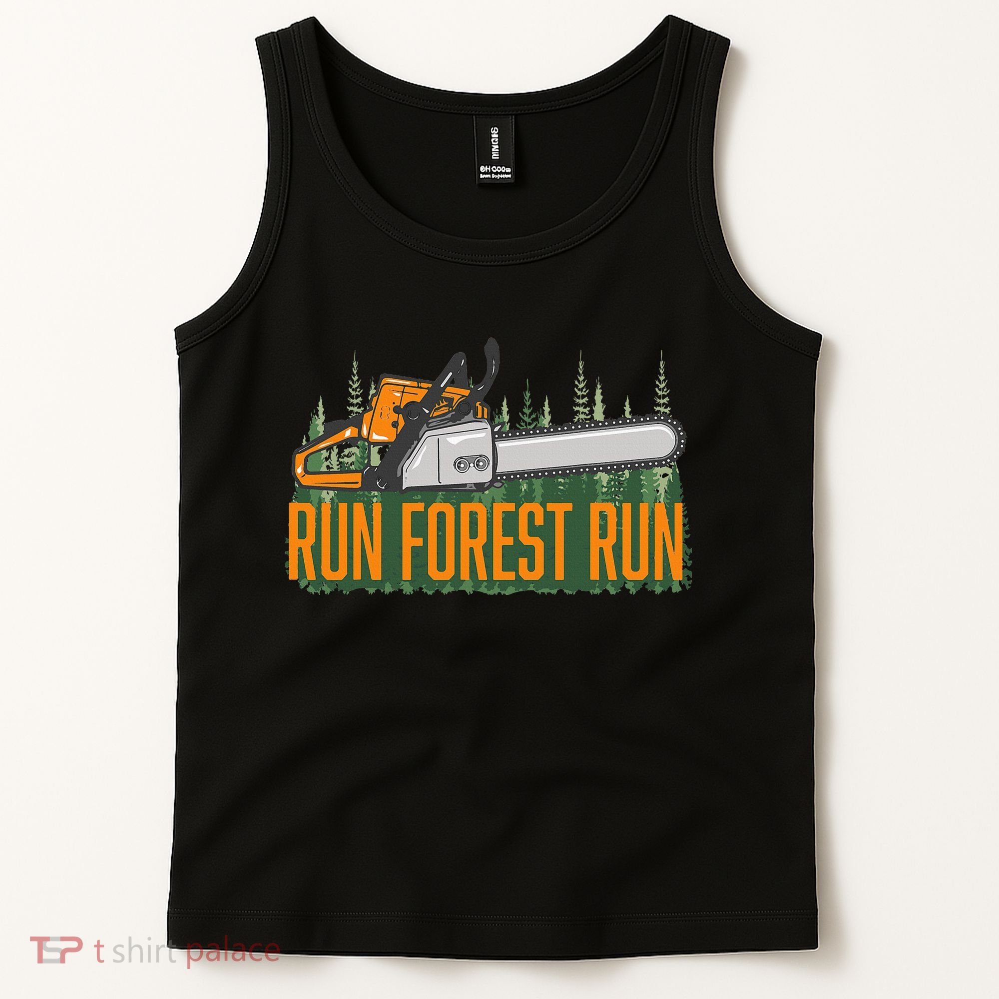 Run Forest Lumberjack Chainsaw & Logger Woodsman Tank Top